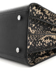 Grained Calfskin Embossed Python Small Sac De Jour Black