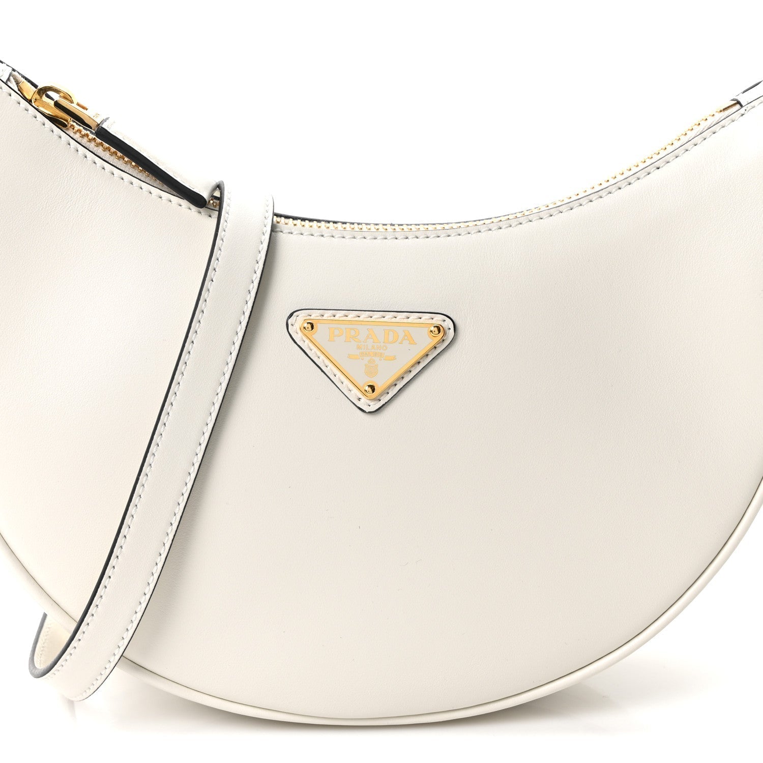 Soft Calfskin Arque Shoulder Bag White