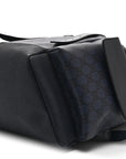 GG Supreme Monogram Textured Dollar Calfskin Medium Ophidia Double Buckle Backpack Blue Dark Blue Black