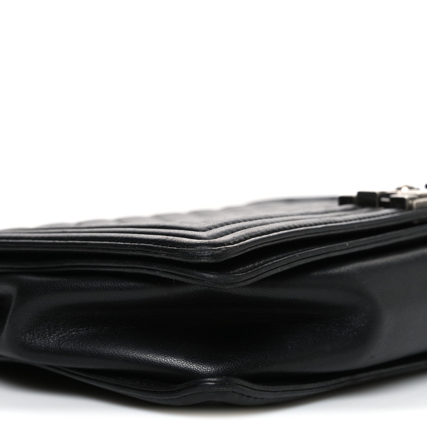 Lambskin Quilted Large Boy Flap Black