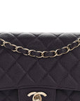 Caviar Quilted Small Double Flap Dark Purple