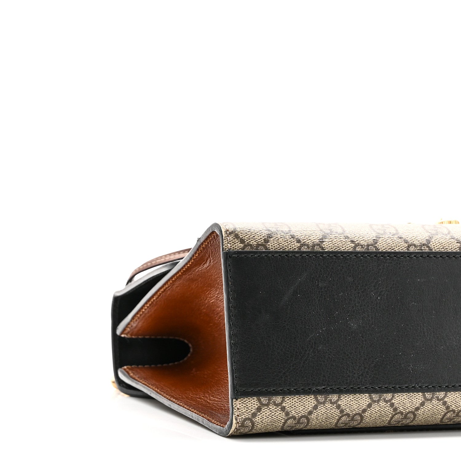 GG Supreme Monogram Calfskin Medium Padlock Shoulder Bag Beige Black Cuir