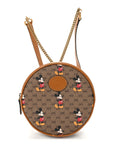 X DISNEY Mini Vintage GG Supreme Monogram Mickey Mouse Round Backpack  Beige Vintage Sun Oil