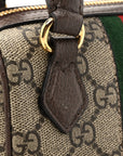 GG Supreme Monogram Textured Dollar Calfskin Web Super Mini Ophidia Top Handle Bowler Bag Beige Ebony New Acero