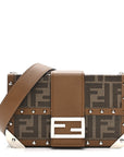 Shiny Glazed Fabric Vachetta FF 1974 Mini Baguette Trunk Mogano Panna Cuoio