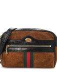 Suede Patent Web Mini Ophidia Shoulder Bag Nocciola Black