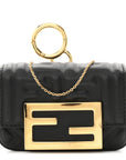 Nappa Matisse FF Embossed Nano Maxi Buckle Baguette Charm Black
