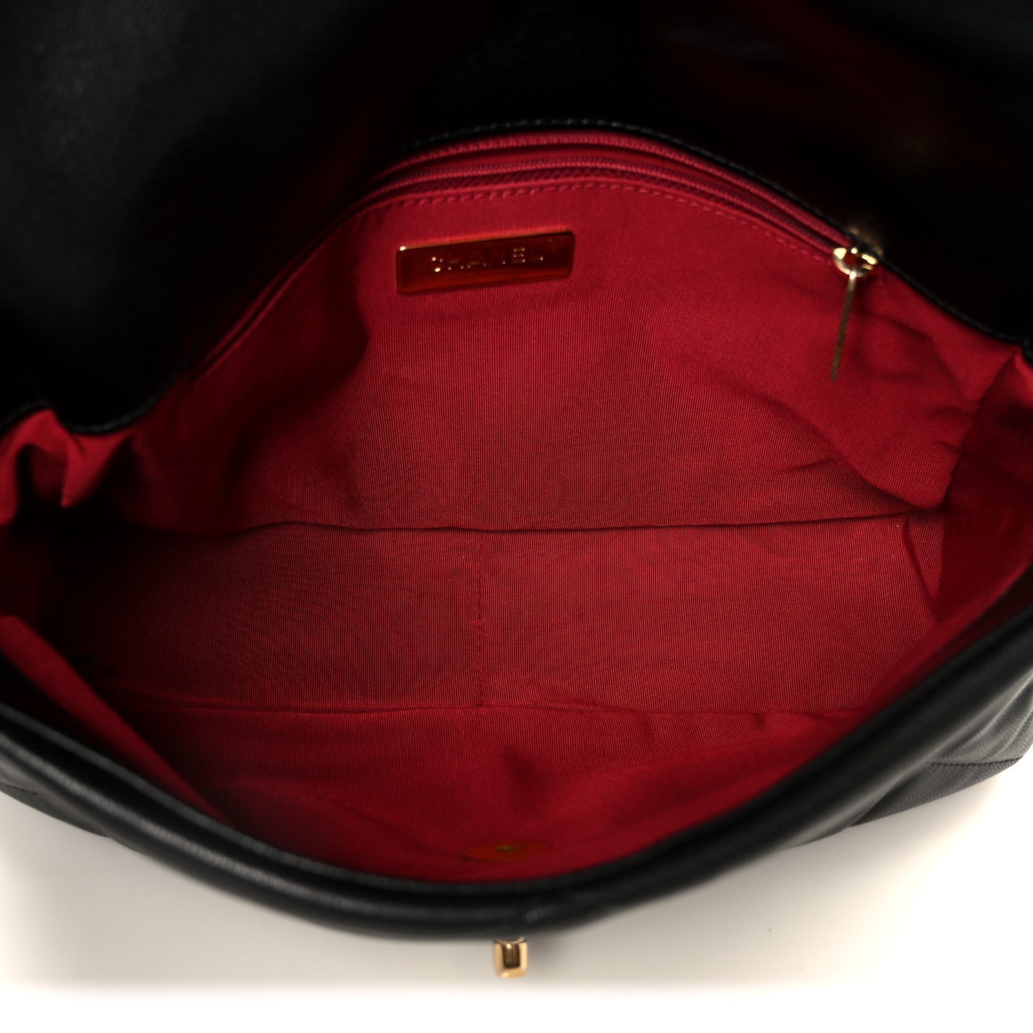 Goatskin Quilted Large CHNL 19 Flap Black