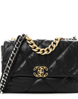 Goatskin Quilted Large CHNL 19 Flap Black