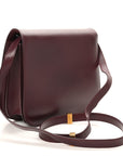 Box Calfskin Medium Classic Box Flap Bag Burgundy