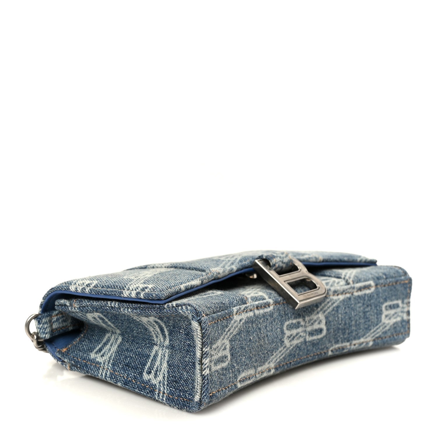 Denim BB Monogram Hourglass Chain Bag Blue