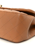 Lambskin Quilted Jumbo Double Flap Dark Beige