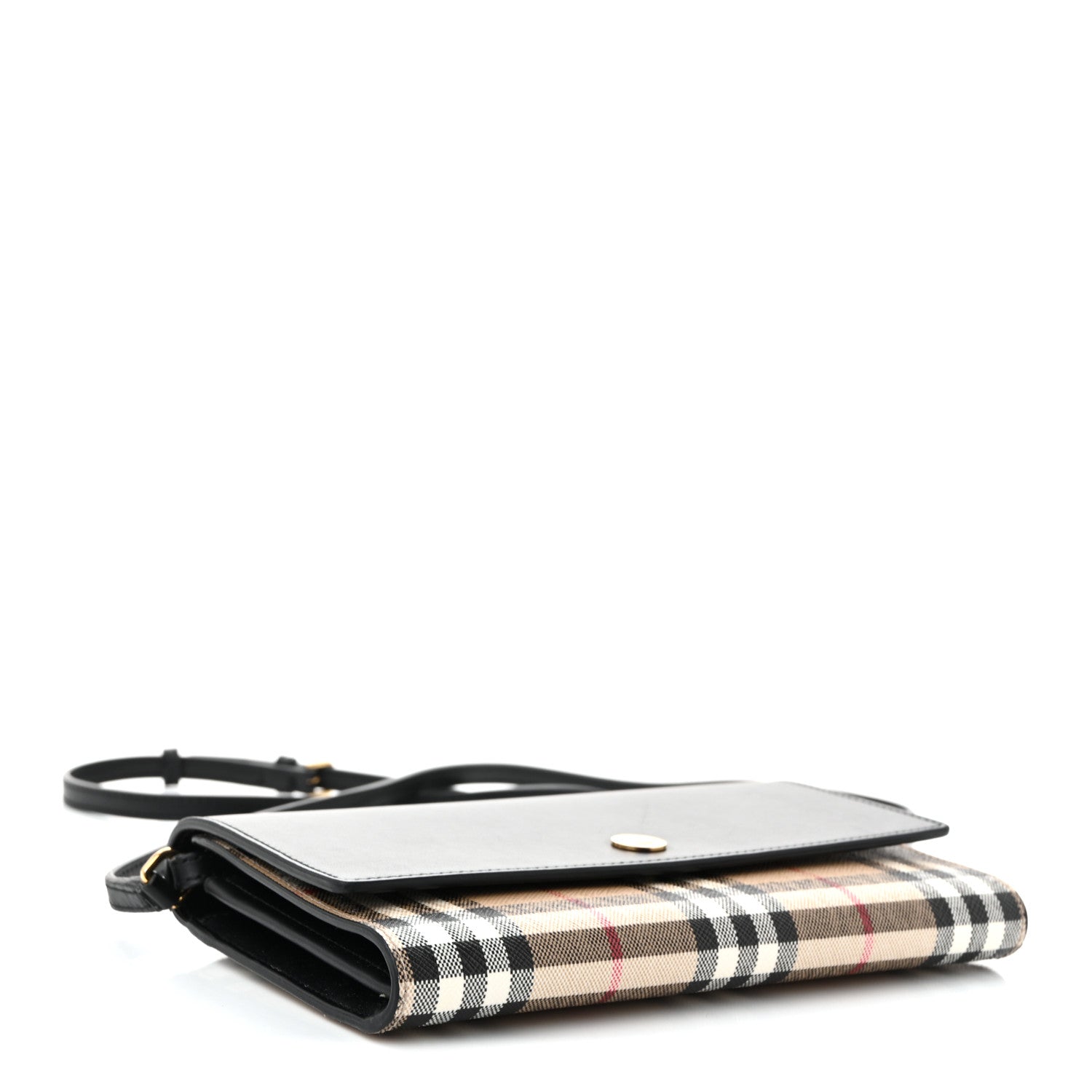 Calfskin Vintage Check Hannah Wallet with Detachable Strap Black