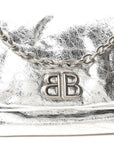 Metallized Arena Calfskin Medium Monaco Chain Shoulder Bag Silver