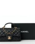 Caviar Quilted Mini Top Handle Rectangular Flap Black