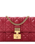 Lambskin Cannage D1ORaddict Wallet On Chain Clutch Fuchsia