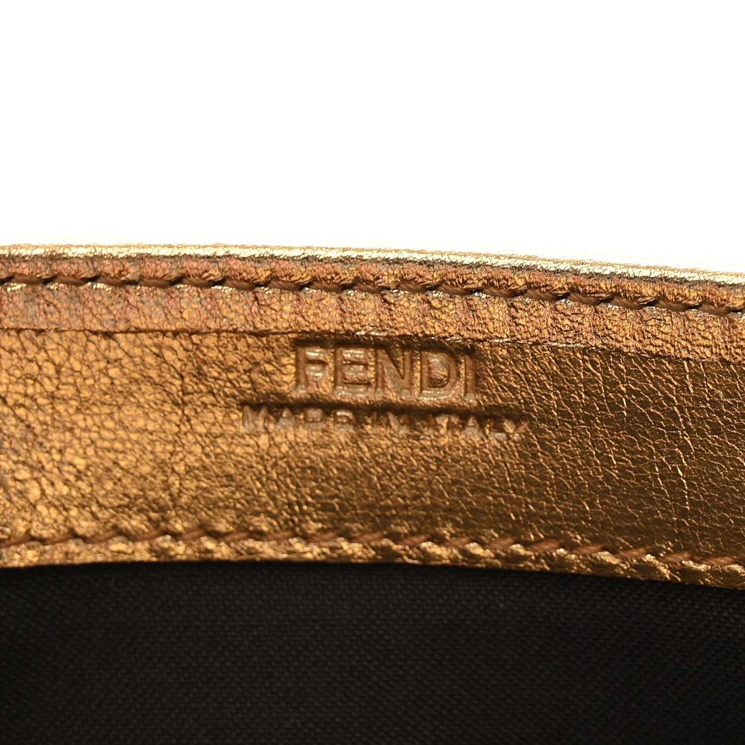 Vitello Catalan Mirror FF 1974 Embossed Continental Wallet on Chain Gold