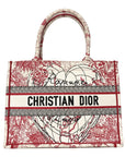 Canvas Embroidered Medium D1ORamour D-Royaume Book Tote Red Multicolor