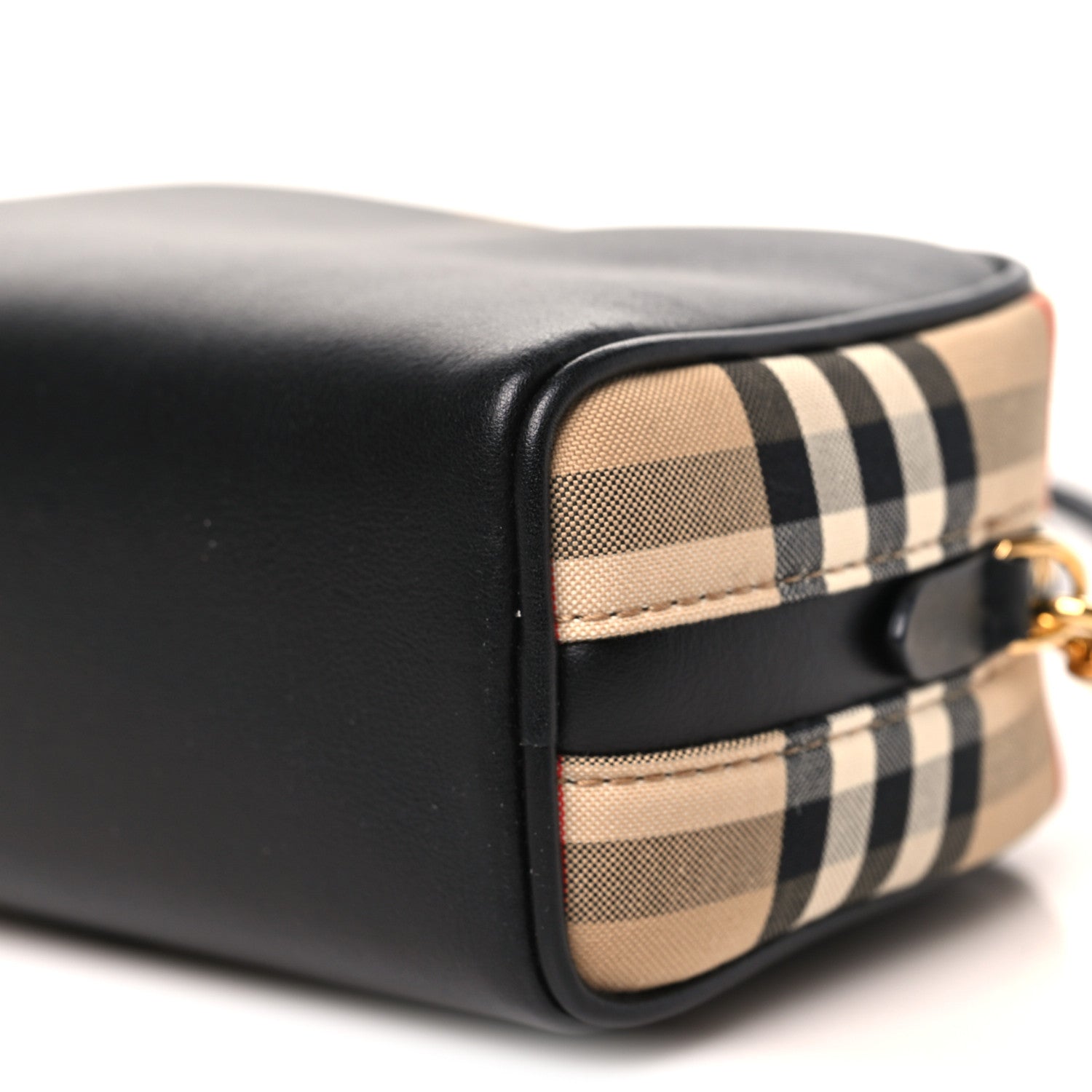 Calfskin Vintage Check Half Cube Crossbody Bag Black