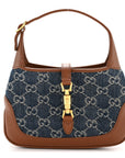 New Denim GG Monogram Calfskin Mini Jackie 1961 Hobo Blue Tea Cuir