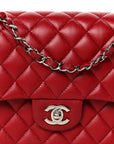 Caviar Quilted Medium Double Flap Red