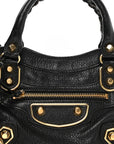 Chevre Gold Metallic Edge Hardware Mini City Black
