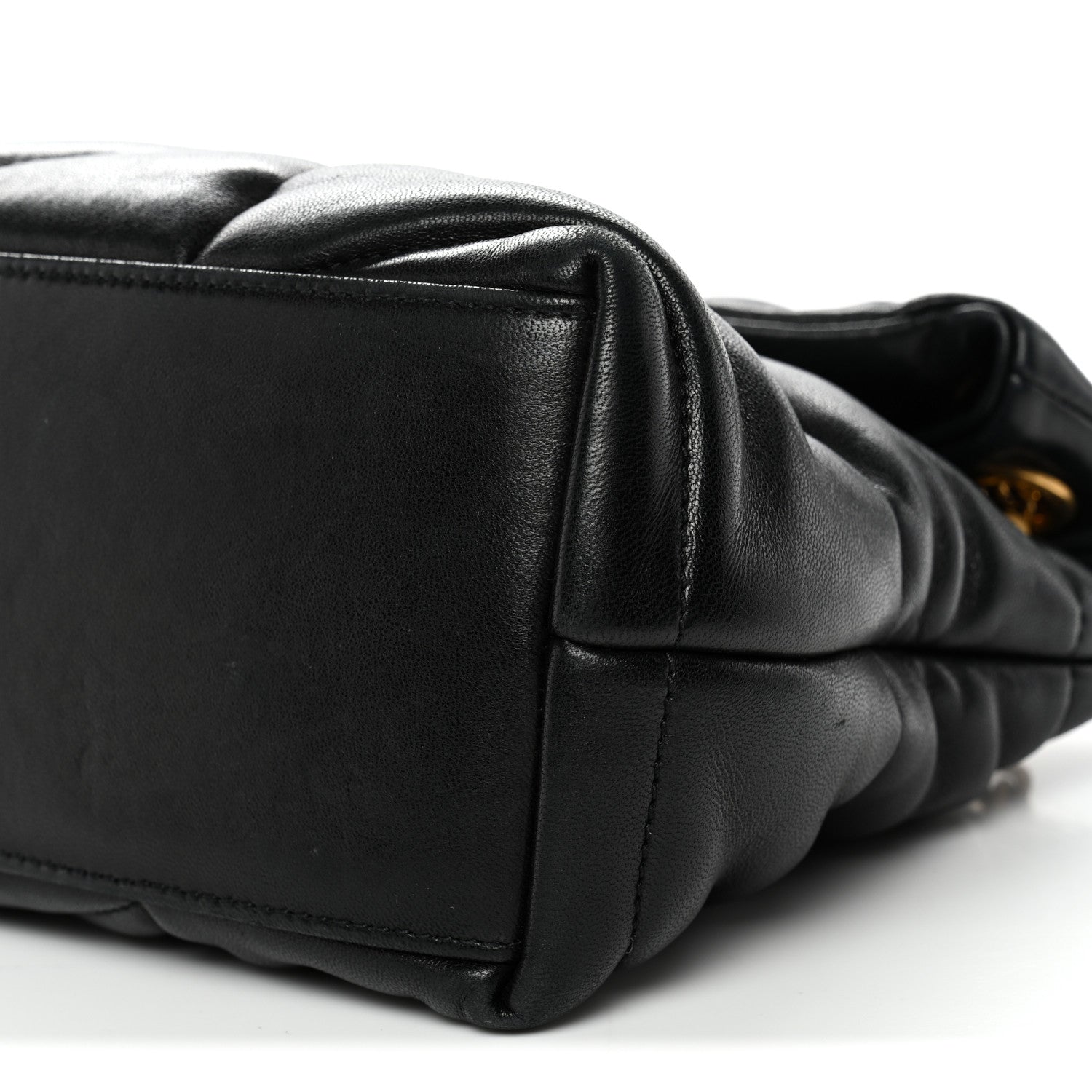 Lambskin Quilted Small Loulou Puffer Monogram Chain Satchel Black