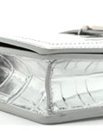 Metallic Crocodile Embossed Calfskin Greca Goddess Wallet On Chain Silver