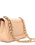 Caviar Quilted Jumbo Double Flap Beige