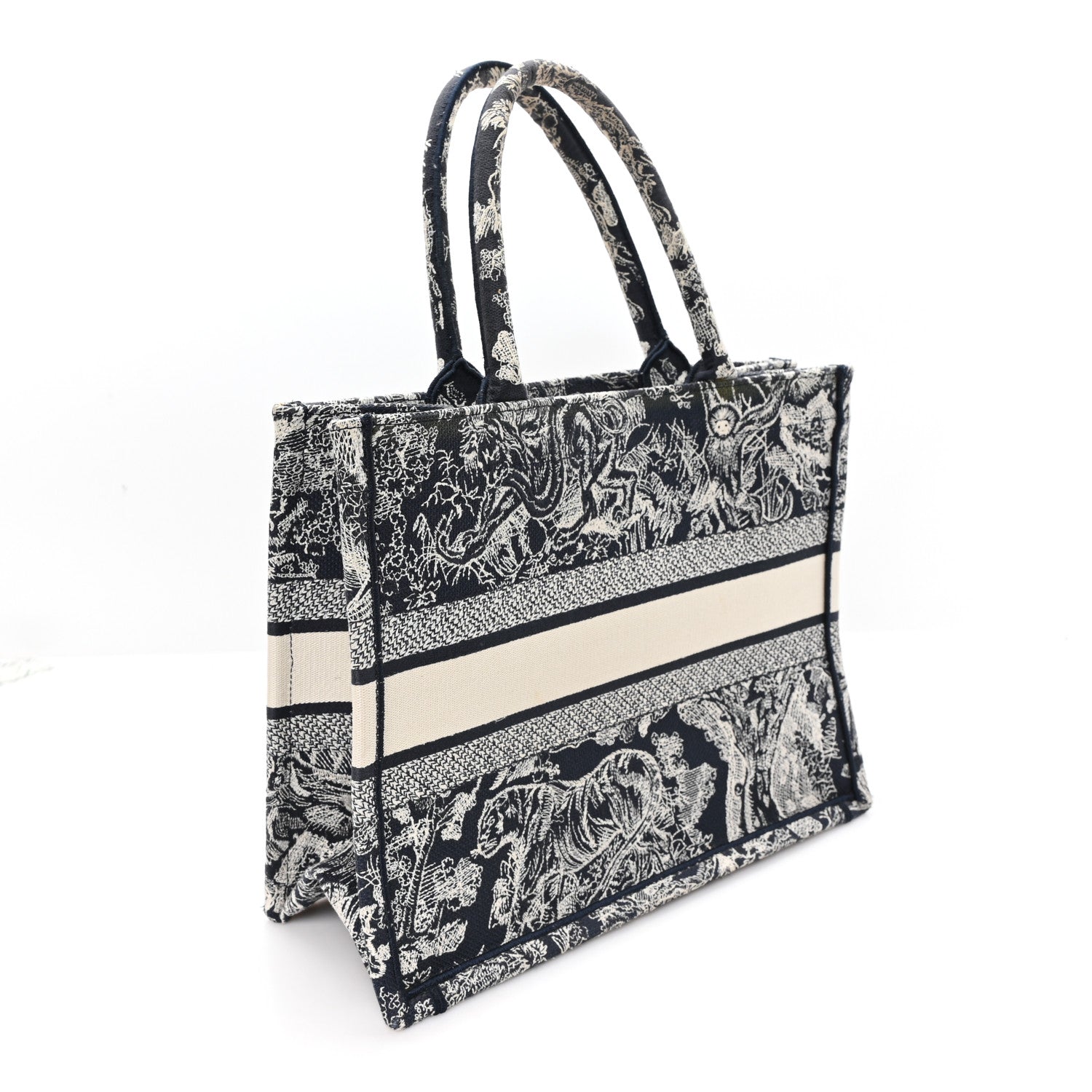 Canvas Embroidered Medium D1ORiviera Toile De Jouy Reverse Book Tote Blue