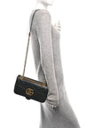 Calfskin Matelasse Small GG Marmont Shoulder Bag Black
