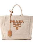 Linen Vitello Large Logo Tote Natural