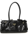 Glossy Calfskin Triangle Medium Bonnie Shoulder Bag Black