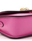 Calfskin Vinyl Small Houndstooth La Medusa Crossbody Bag  Red Fuchsia