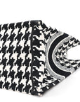 Canvas Macro Houndstooth Embroidered Medium Book Tote Black White