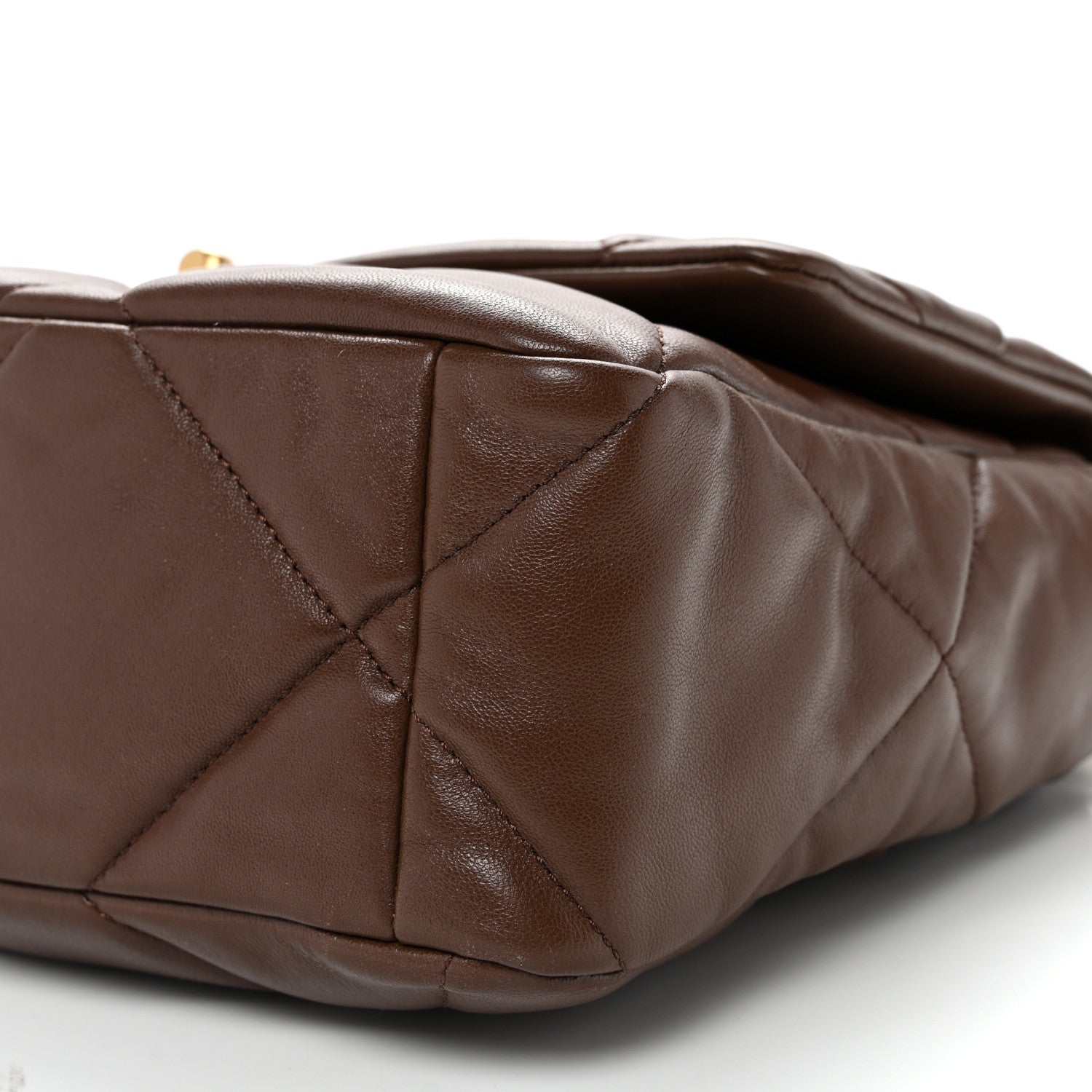 Lambskin Quilted Large CHNL 19 Flap Dark Brown