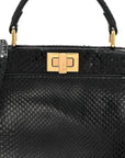 Snakeskin Nappa Mini Peekaboo Iconic Satchel Black