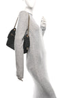 Washed Denim Quilted Mini CHNL 25 Handbag Black