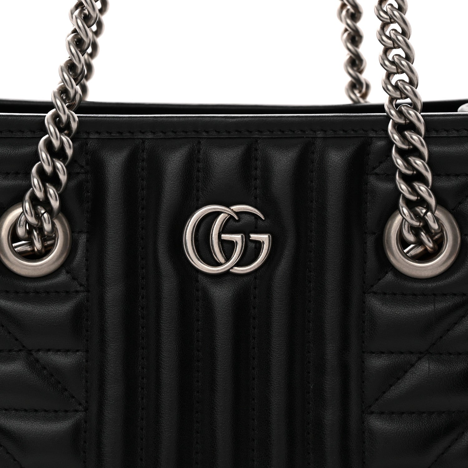 Calfskin Matelasse Aria Small GG Marmont Shoulder Tote Black
