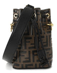 Vitello Liberty F is FNDI Bi-Color FF 1974 Embossed Mini Mon Tresor Bucket Bag Maya Black