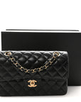 Caviar Quilted Small Double Flap Black