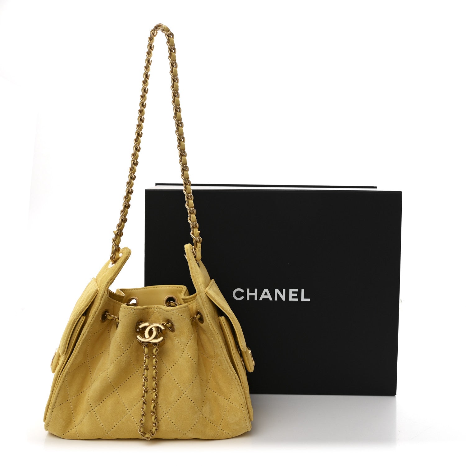 Suede Quilted Mini CHNL 25 Handbag Yellow