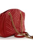 Calfskin Matelasse Medium GG Marmont Open Top Shoulder Bag Hibiscus Red