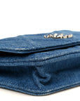 Denim Quilted CHNL 19 Wallet On Chain WOC Blue