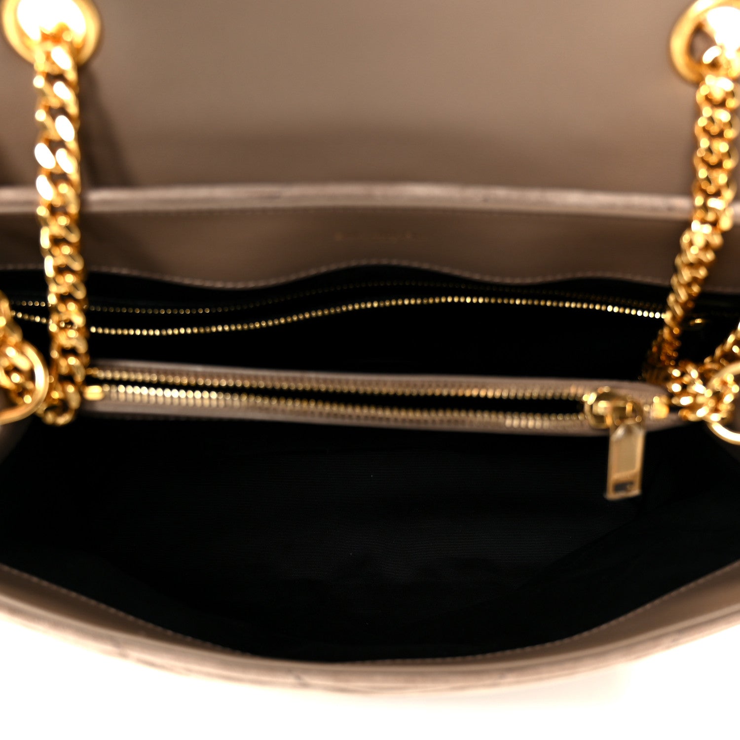 Suede Y Quilted Monogram Medium Loulou Chain Satchel Taupe