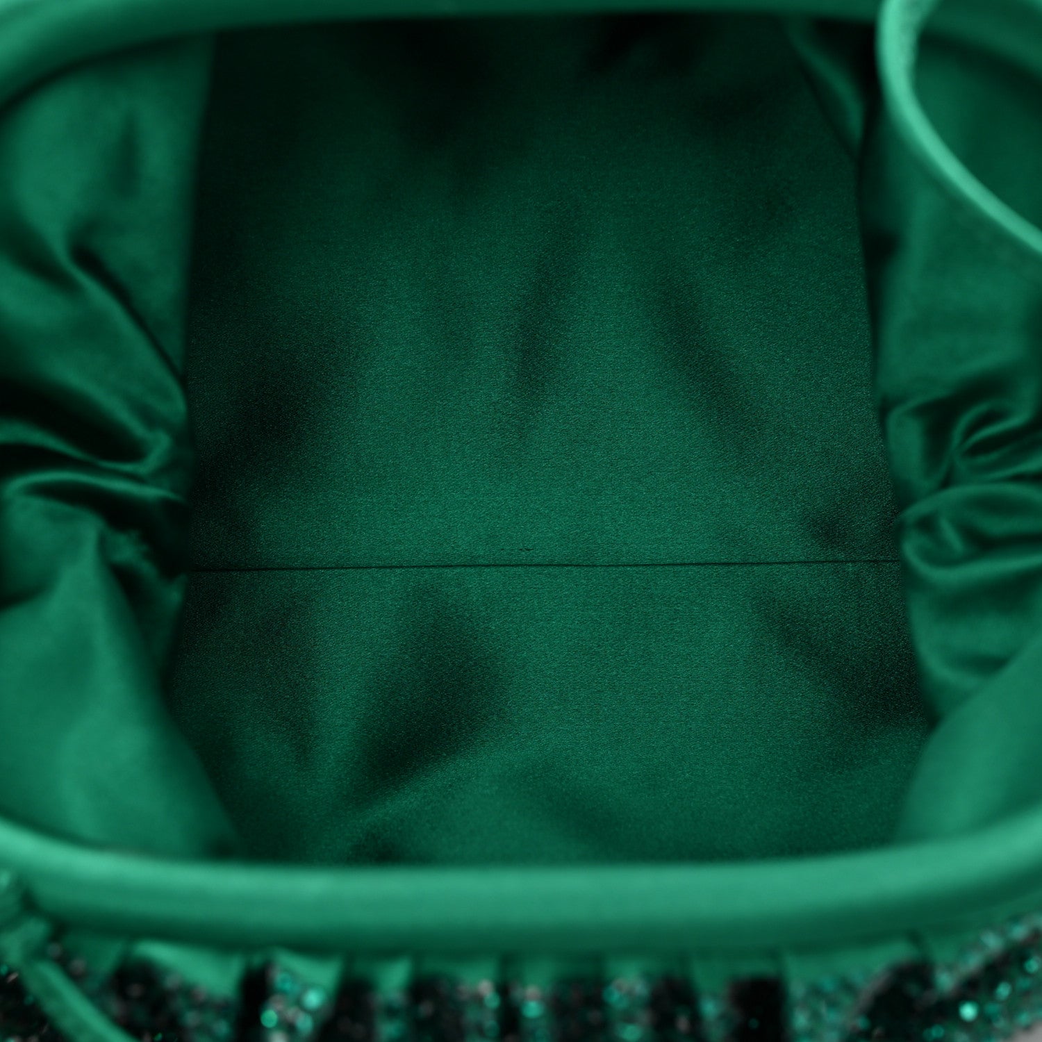 Satin Crystal Embellished The Mini Pouch Emerald