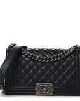 Lambskin Quilted Medium Boy Flap Black