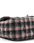 Wool Plaid Quilted Mini Rectangular Flap Pink Grey Multicolor