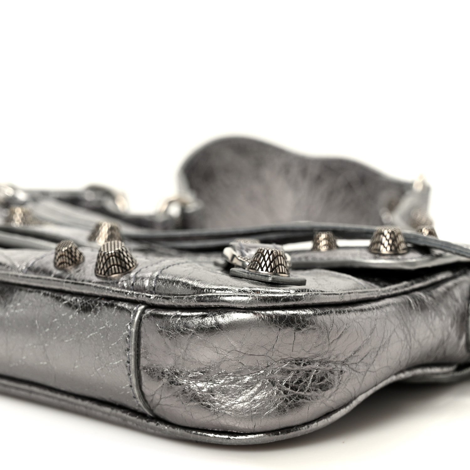 Metallic Agneau Arena Small Le Cagole Sling Bag Silver