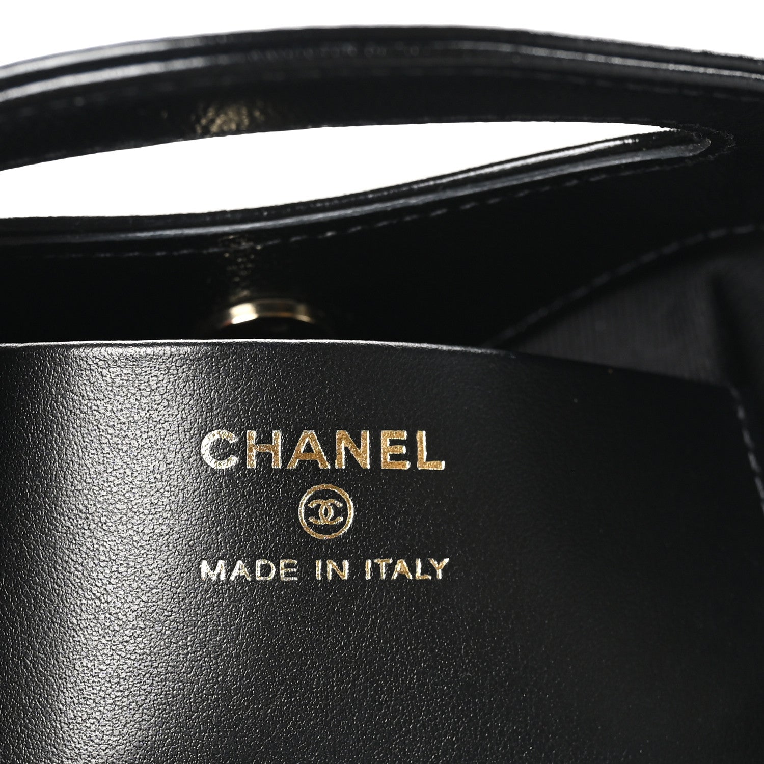 Shiny Crumpled Calfskin Quilted Nano 31 Shopping Bag Black